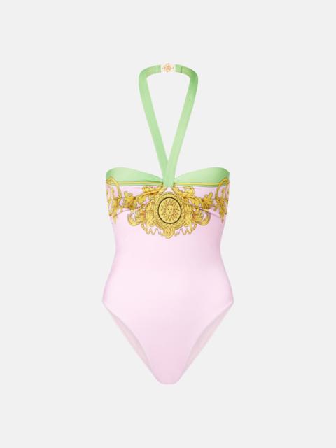 VERSACE Printed halterneck swimsuit