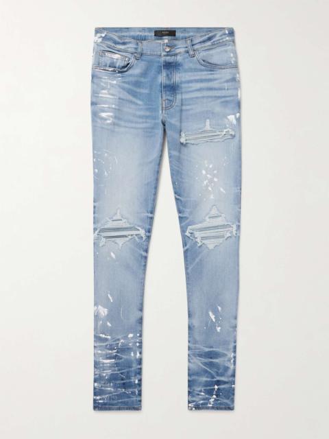 AMIRI MX1 Slim-Fit Straight-Leg Panelled Distressed Paint-Splattered Jeans