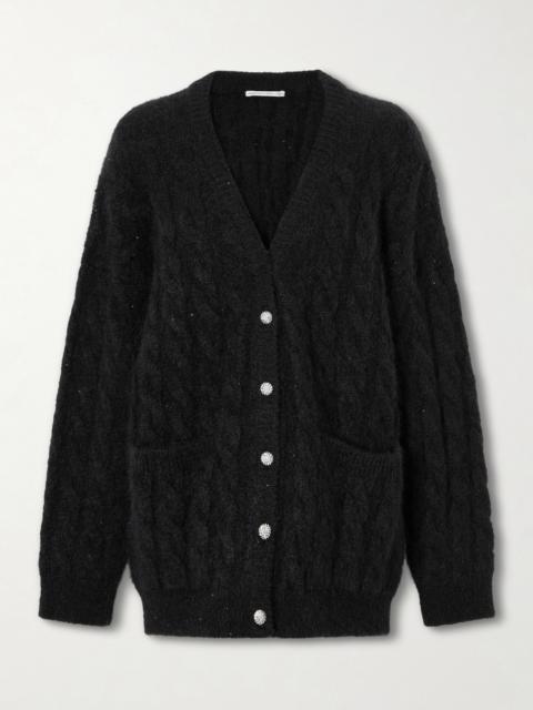 Alessandra Rich Sequin-embellished Cable-knit Cardigan
