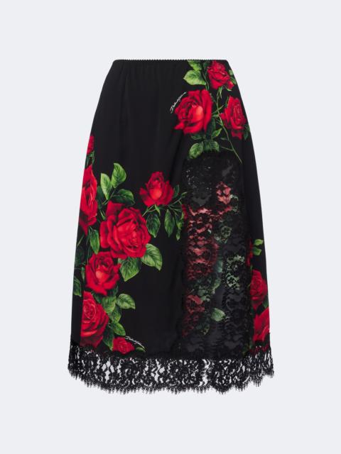 Dolce & Gabbana Floral silk and cotton-blend midi skirt