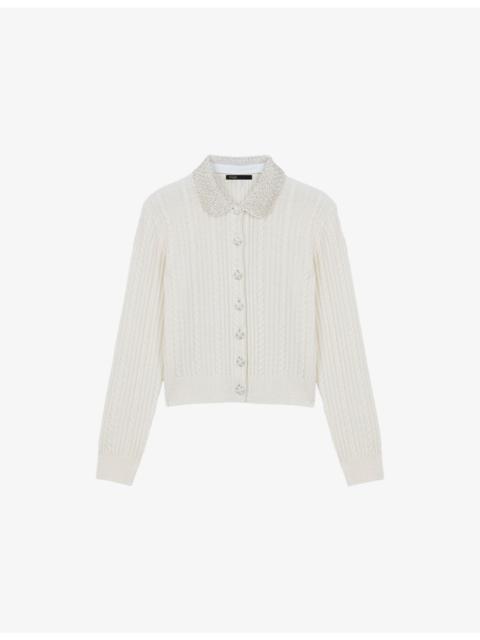 maje Removable-Collar Knitted Wool and Cashmere-Blend Cardigan
