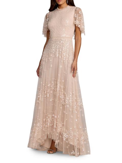 MAC DUGGAL Women's Sequin-Embellished A-Line Tulle Gown - Blush