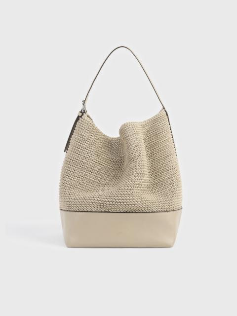TOTEME Belted woven leather tote fawn