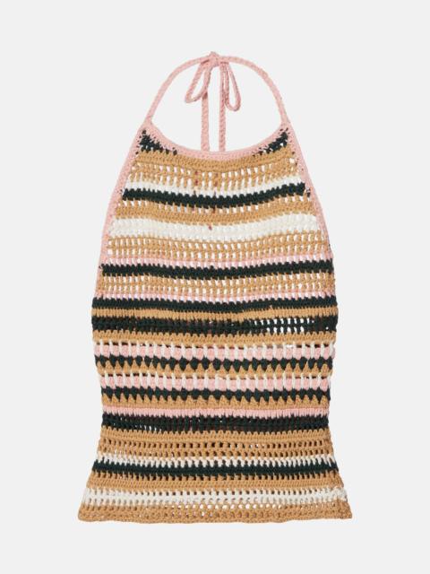 THE UPSIDE Crochet halterneck cotton top
