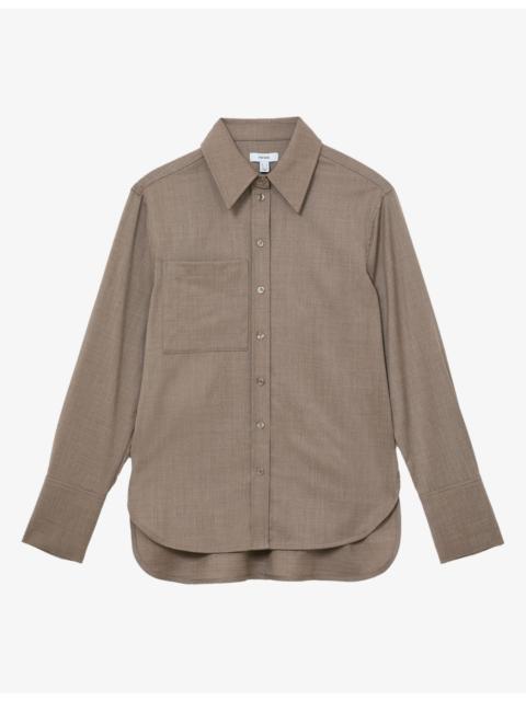 REISS Adie Patch-Pocket Stretch-Wool Shirt