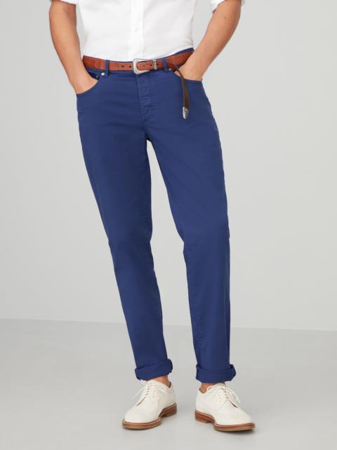 Brunello Cucinelli Garment-dyed Italian-fit five-pocket trousers in American Pima comfort cotton gabardine