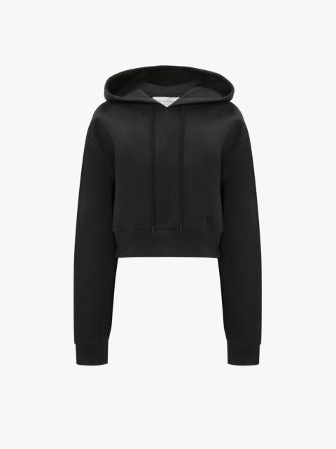 Victoria Beckham Cropped Neoprene Hoodie In Black