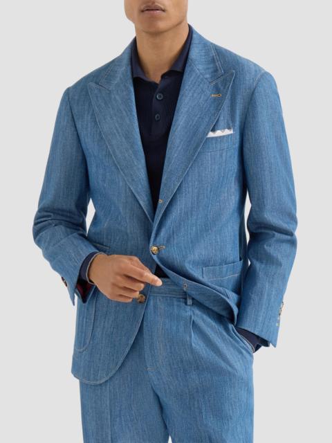 Brunello Cucinelli Men's Lightweight Denim Deconstructed Peak-Lapel Blazer - Medium Denim