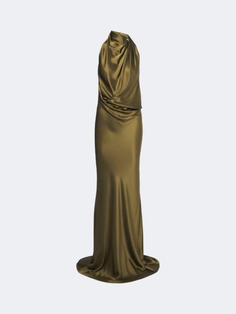 THE SEI Draped open-back silk charmeuse gown