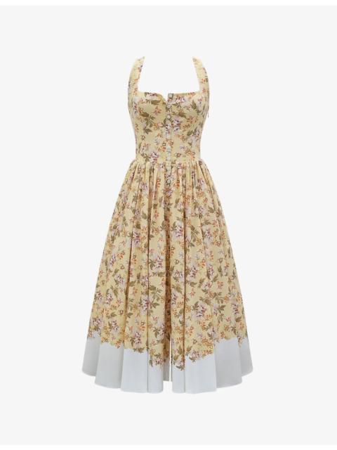 House of CB Alba floral-print stretch-cotton midi dress