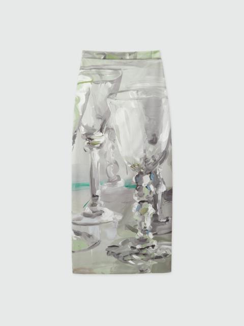 MSGM Midi skirt with "Glasses" print