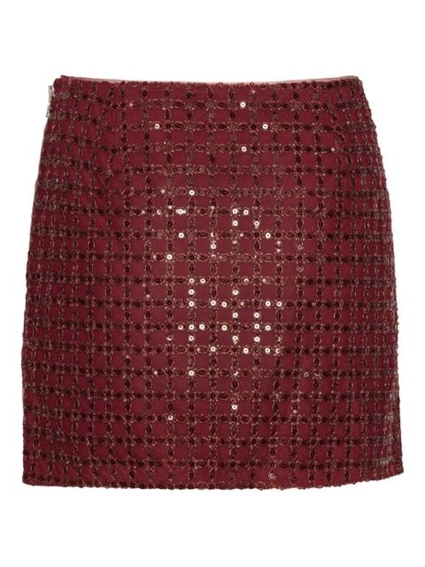ROTATE grid-pattern sequin-embellished mini skirt