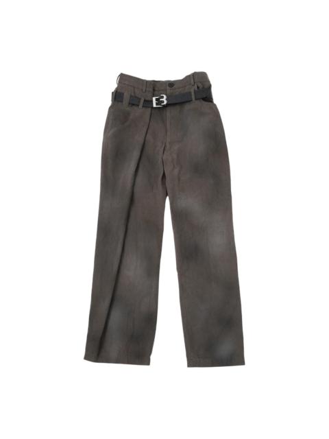 BONBOM Belt-Press-Made Tuck Pants