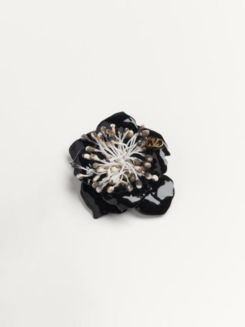 Valentino VALENTINO GARAVANI FLEUR LUMINEUSE BROOCH IN METAL, ENAMEL AND FABRIC