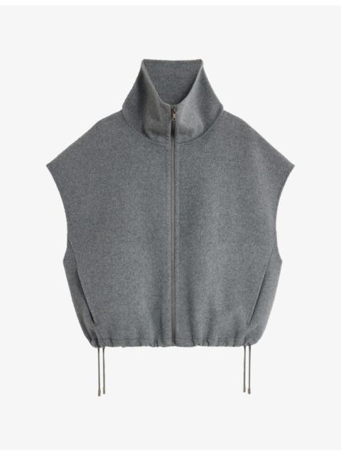 soeur Juno High-Collar Drawstring-Waist Wool-Blend Gilet
