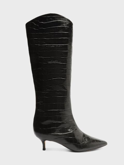 SCHUTZ Maryana Croc-Embossed Leather Boots