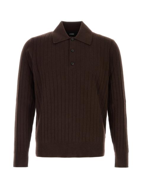 AMIRI Dark brown wool blend polo shirt