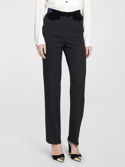GIORGIO ARMANI Wool Tuxedo Pants with Velvet Details
