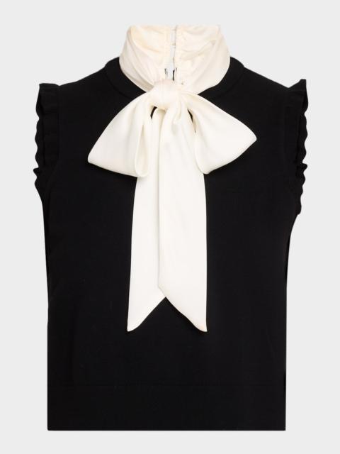 Cinq à Sept Chiara Bow-Neck Knit Sleeveless Top