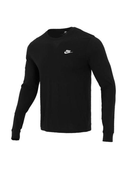 Men's Nike Embroidered Logo Loose Sports Running Long Sleeves Black T-Shirt AR5194-010