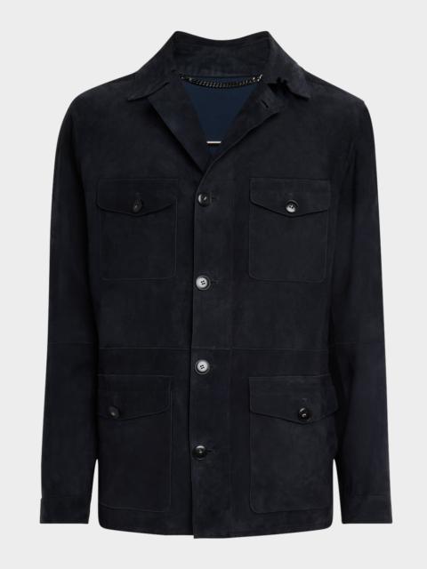 Canali Men's Suede Four-Pocket Field Jacket