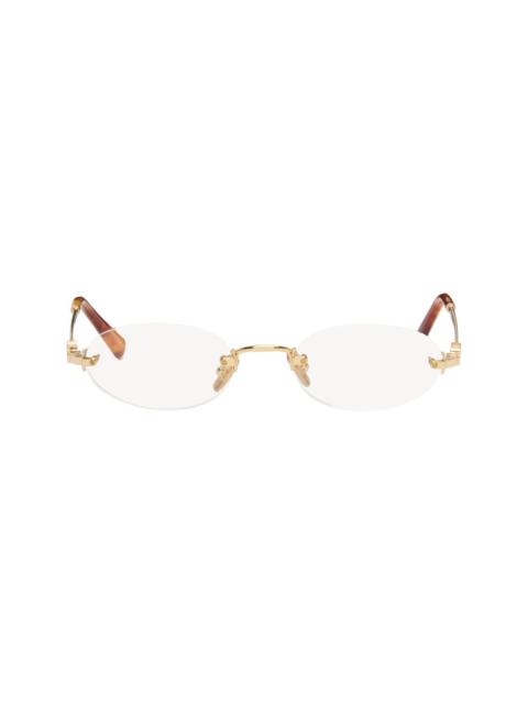 Miu Miu Gold 'Miu Miu' Logo Glasses