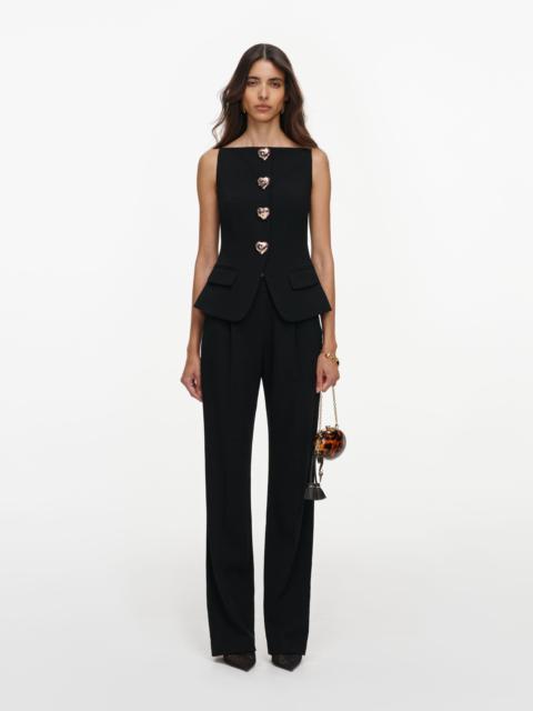 self-portrait Black Wool Crepe Jumpsuit