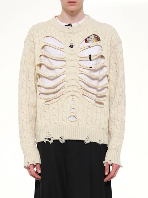 doublet Rib Cage Cable Knit Pullover in Ivory
