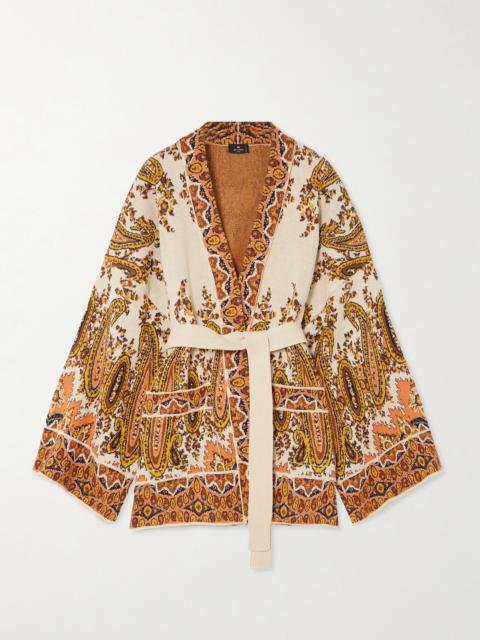 Etro Belted Intarsia Cotton-blend Cardigan