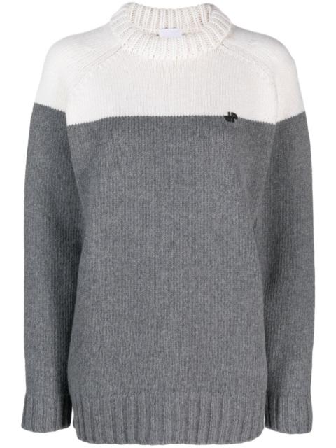 merino-blend colour-block jumper