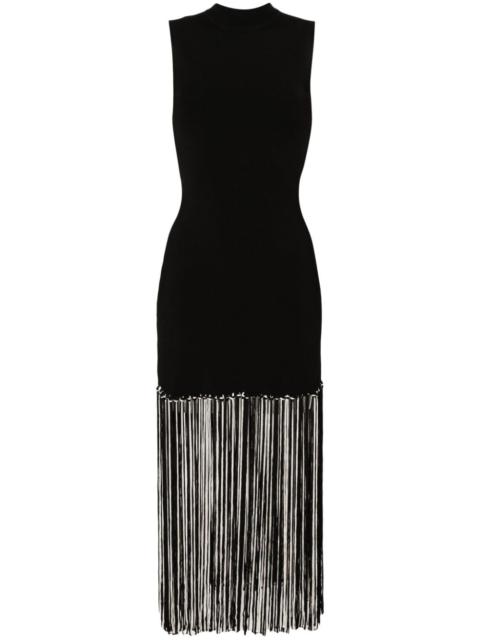 Sandro sleeveless fringed midi dress