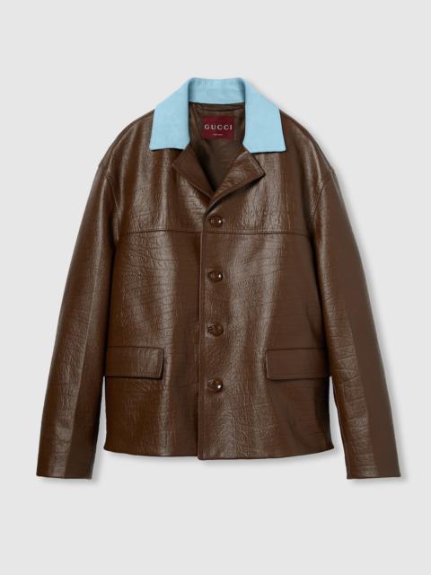 GUCCI Embossed leather jacket