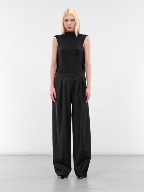 Jean Paul Gaultier Black Viscose Jersey Draped Bodysuit