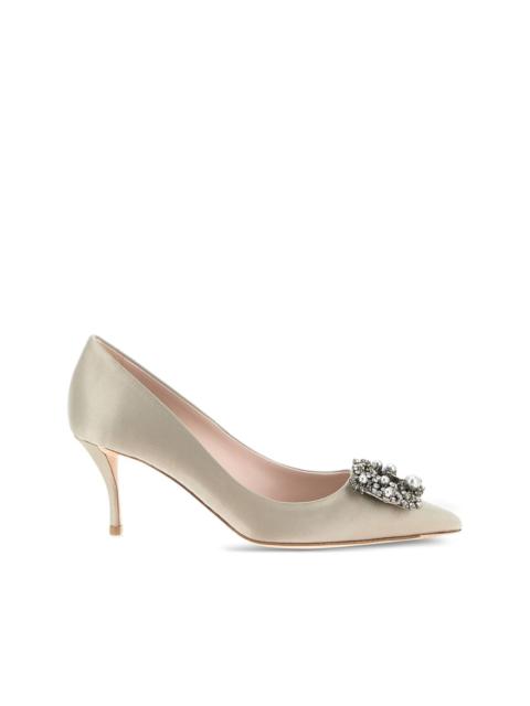 Roger Vivier 65mm Efflorescence jewel-buckle satin pumps