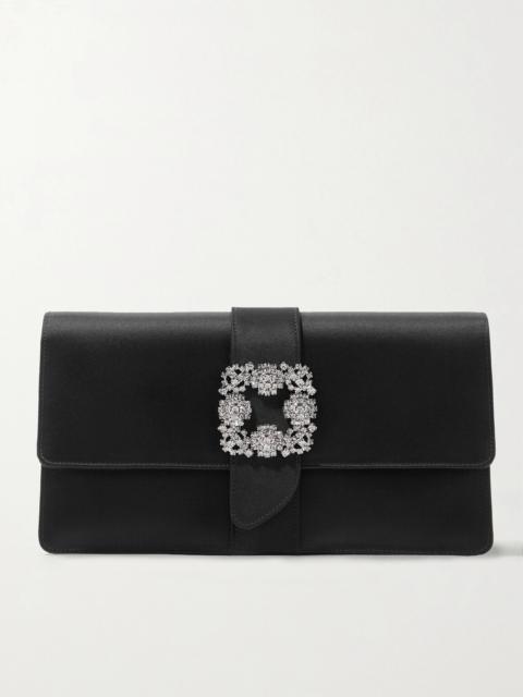Manolo Blahnik Capri Crystal-embellished Satin Clutch