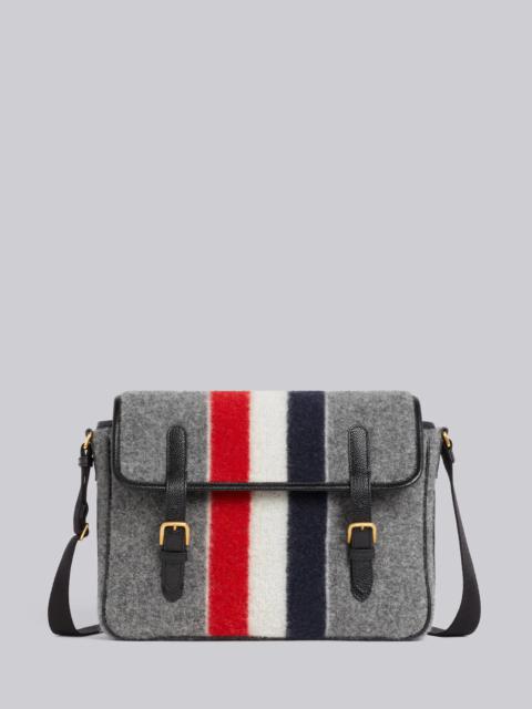 Thom Browne Medium Grey Boiled Wool Stripe Hunting Messenger Bag