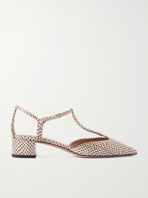 AQUAZZURA Sorbonne 35 Polka-dot Textured-leather Pumps