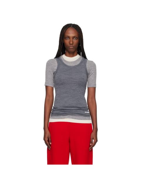 Jil Sander Gray Lightweight Technical Wool Jersey Tank Top