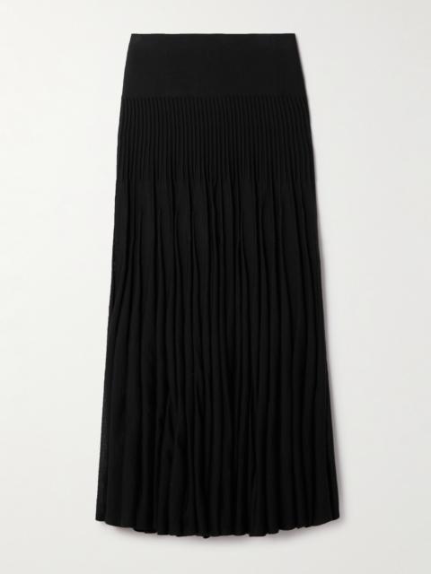 Alaïa Pleated Wool Midi Skirt