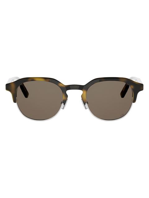 Dior Men's DioRibbon R1I 49MM Round Sunglasses - Dark Havana Green