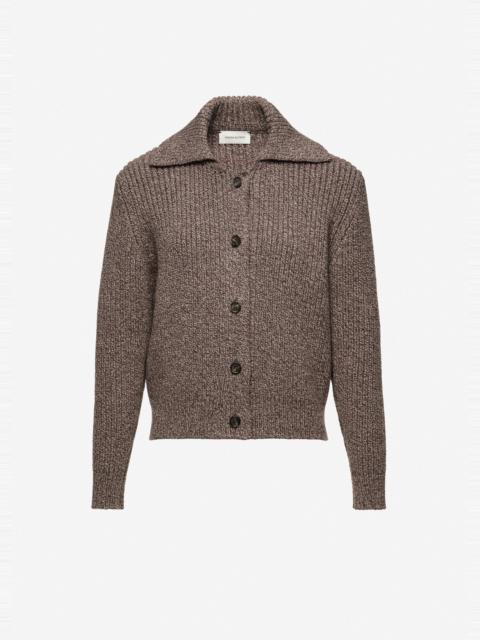MAGDA BUTRYM Wool cardigan with collar in brown