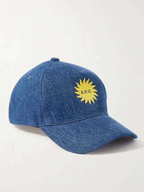 A.P.C. Eden Vacances Logo-Print Denim Baseball Cap