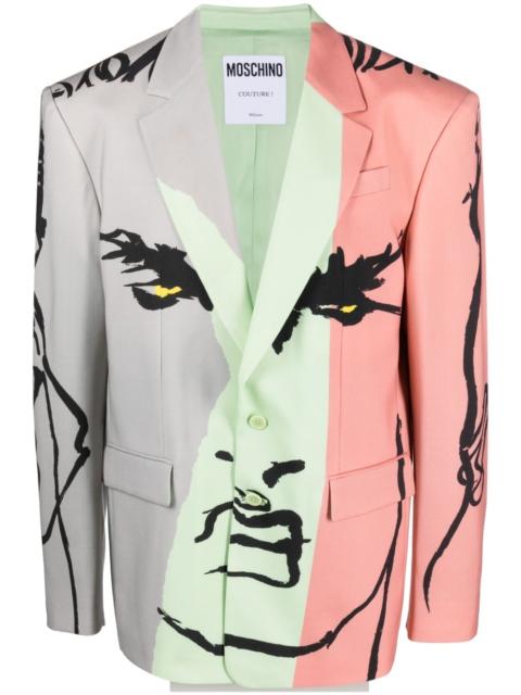 Moschino graphic-print single-breasted blazer