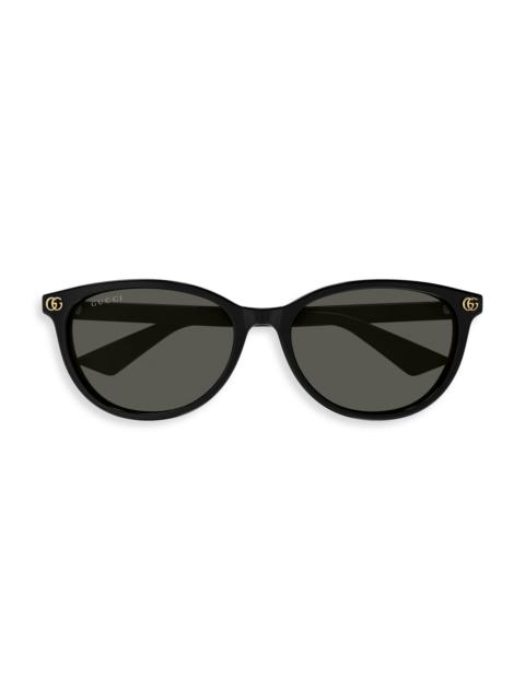 GUCCI Women's Light Acetate 56MM Round Sunglasses - Black Gold Black