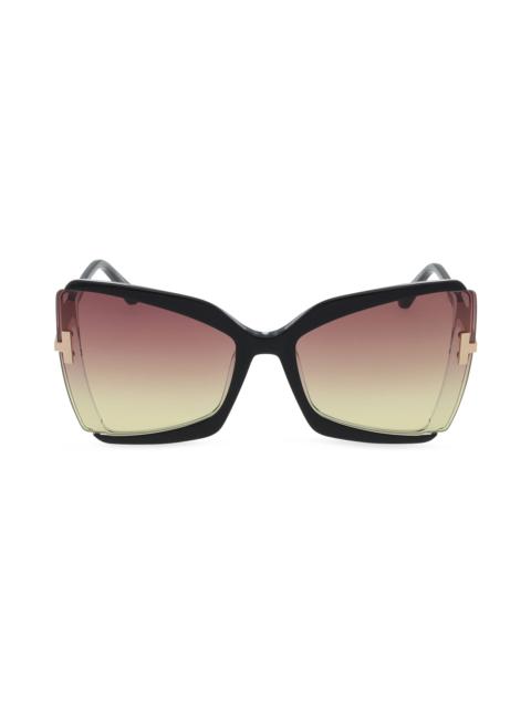 Gia 63mm Oversize Butterfly Sunglasses in Black & Crystal /Sunset