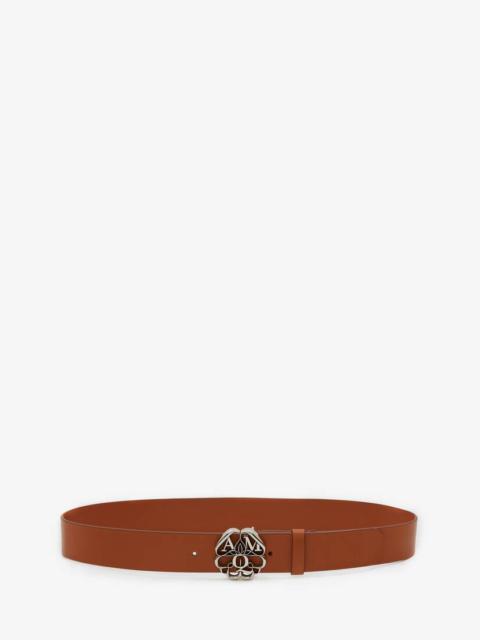 Alexander McQueen Seal Logo Belt in Tan