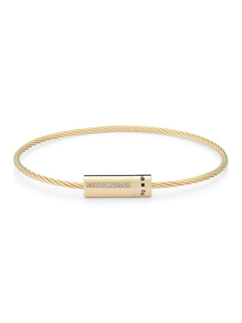 le gramme 9g Polished Yellow Gold Diamond Cable Bracelet