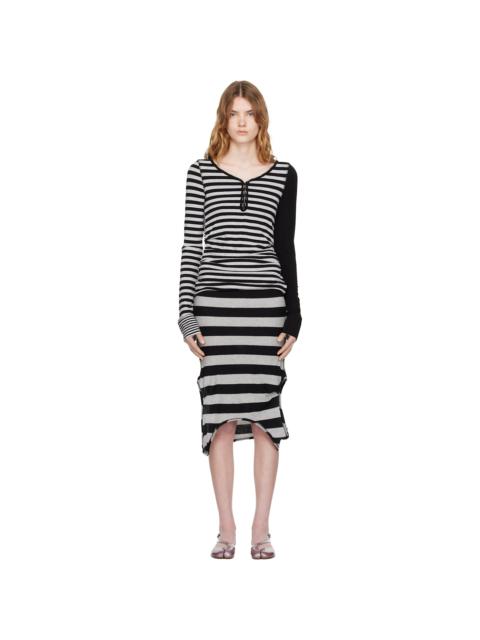 OPEN YY Black & White Convertible Hook Top Midi Dress