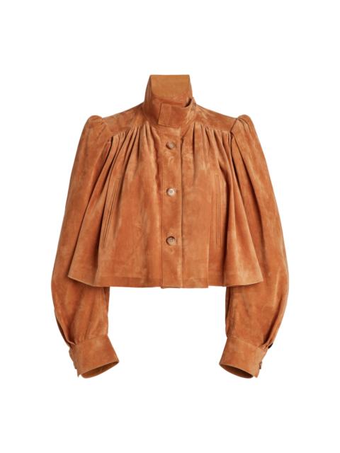 Chloé Cropped Suede Jacket brown