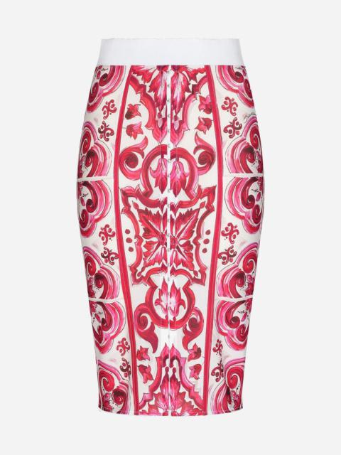 Dolce & Gabbana Majolica-print marquisette pencil skirt
